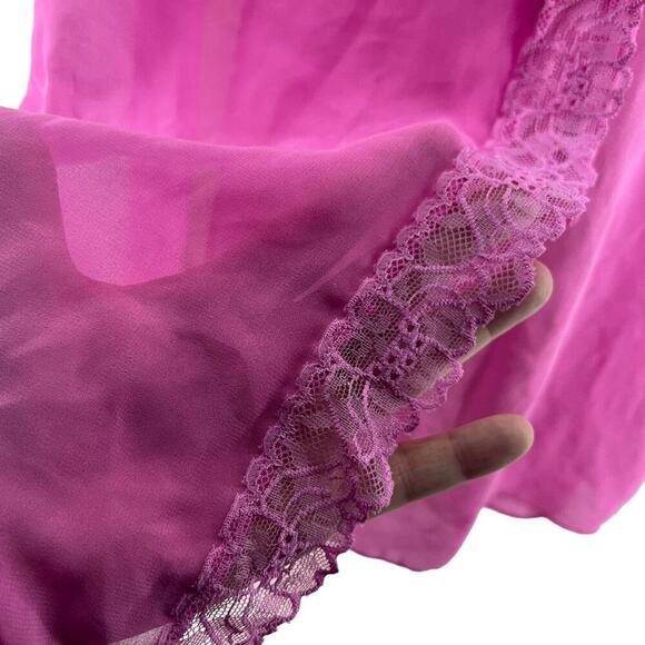 Victoria's Secret Bubble Gum Pink Babydoll Chiffon Nightie Womens Large - Picture 2 of 5